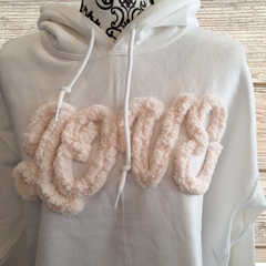 Love Embroidered Hoodie – Cozy Chenille Pullover for Valentine’s Day