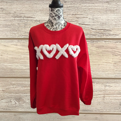 Trendy XOXO Chenille Embroidered Sweatshirt – Cute & Cozy Valentine’s Day Pullover