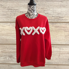 Trendy XOXO Chenille Embroidered Sweatshirt – Cute & Cozy Valentine’s Day Pullover