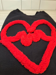 Heart & Heartbeat Chenille Embroidered Sweatshirt – Cozy Valentine’s Day Pullover