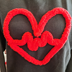 Heart & Heartbeat Chenille Embroidered Sweatshirt – Cozy Valentine’s Day Pullover