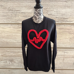 Heart & Heartbeat Chenille Embroidered Sweatshirt – Cozy Valentine’s Day Pullover