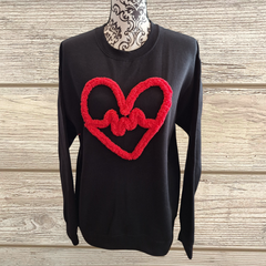 Heart & Heartbeat Chenille Embroidered Sweatshirt – Cozy Valentine’s Day Pullover