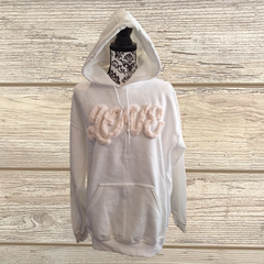 Love Embroidered Hoodie – Cozy Chenille Pullover for Valentine’s Day