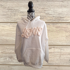 Love Embroidered Hoodie – Cozy Chenille Pullover for Valentine’s Day