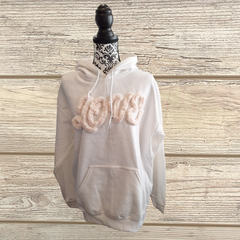 Love Embroidered Hoodie – Cozy Chenille Pullover for Valentine’s Day