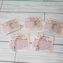 5-piece necklace shown with 2 keyrings and 3 necklaces on sentiment cards